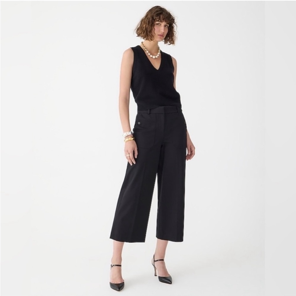 J Crew Sydney Wide Leg Black High-Rise Pants